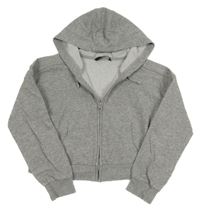 Sivá melírovaná prepínaci crop mikina s kapucňou George