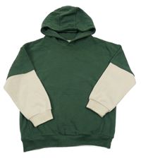 Tmavozeleno-smetanová mikina s kapucí F&F