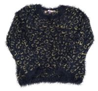 Tmavomodro-zlatý vzorovaný chlpatý sveter John Lewis