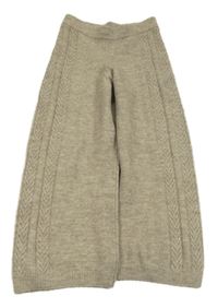 Béžové vzorované pletené široké vlnené nohavice H&M