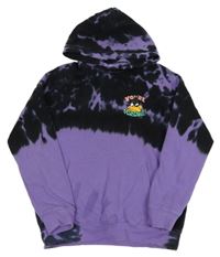 Fialovo-černá batikovaná mikina s Daffym a kapucí H&M