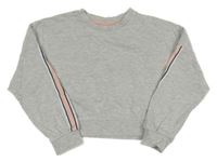 Sivá melírovaná crop mikina s prúžkami Pepperts