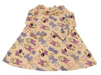 Oranžové bavlnené šaty s Minnie a Daisy Disney
