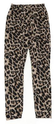 Pudrovo-čierno-béžové vzorované legíny Shein