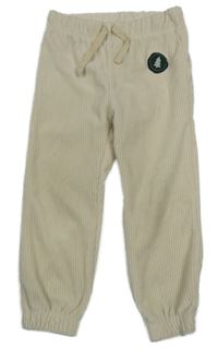 Béžové zamatové rebrované cuff nohavice So Cute