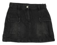 Antracitová rifľová sukňa s vreckami Next