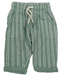 Kaki-biele pruhované plátenné nohavice Next