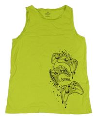 Neónově zelené tielko s joysticky H&M