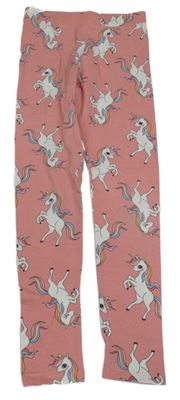 Světlerůžové legíny s jednorožci H&M