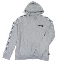 Sivá melírovaná mikina s logom a kapucňou Puma