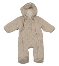 Béžová bavlnená prešívaná zateplená kombinéza s kapucňou Mamas&Papas