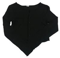 Čierny rebrovaný vzorovaný prepínaci crop sveter SHEIN