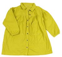 Citronové manšestrové propínací košilové oversize šaty Next