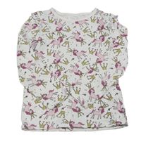 Bílé triko s jednorožci a korunkami sinsay