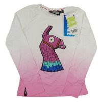 Nové - bílo-růžové triko s Fortnite 