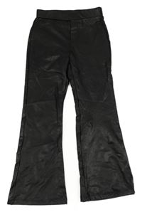 Černé flare koženkové kalhoty ZARA