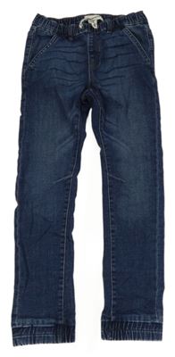 Tmavomodré cuff chino teplákové rifle newbie