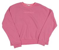 Ružová oversize crop mikina s nápisom M&S