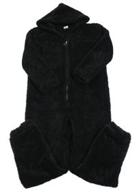 Čierna huňatá kombinéza s kapucňou Page one young