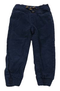 Tmavomodré cuff manšestrové podšité kalhoty impidimpi