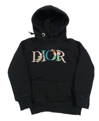 Černá teplá mikina s logem a kapsou a kapucí Dior