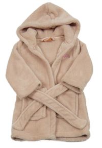 Pudrový plyšový župan s kapucňou