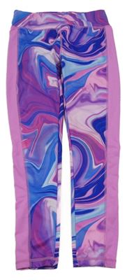 Safírovo-modro-růžové batikované sportovní legíny St. Bernard