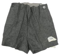 Nové - tmavošedé melírované vlněné podšité kraťasy 