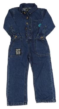 Modrá riflová kombinéza s nášivkami a límečkem Denim Co.