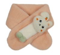 Svetloružová kožušinová šál s 3D zajačikom