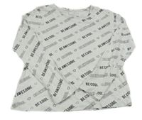 Biele tričko s nápismi a srdiečkami C&A