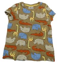 Svetlohnedé tričko so zvieratkami so cute