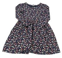 Tmavomodré šaty s kvietkami a motýlikmi dopodopo