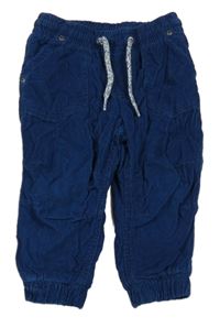 Tmavopetrolejové cuff menšestrové podšité nohavice H&M