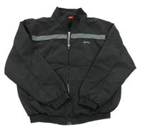 Čierno-tmavosivá šušťáková jarná športová bunda s logom Slazenger