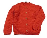 Červený vzorovaný perforovaný prepínaci sveter s 3D bodky Tu