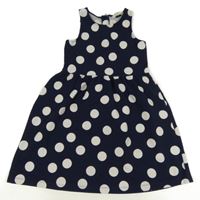 Tmavomodro-biele bodkovaná é rebrované šaty H&M