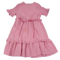 Ružové krepové šaty s volánikmi PEP&CO