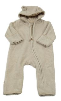 Béžová fleecová kombinéza s kapucňou s uškami H&M