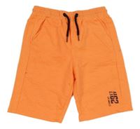 Neónově oranžové melírované teplákové kraťasy s nápismi Chapter young