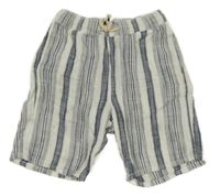 Bílo-tmavomodro-světlebéžové pruhované kraťasy H&M