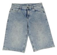 Modro-biele plesňové straight teplákové rifľové kraťasy C&A