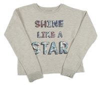 Svetlobéžová melírovaná crop mikina s nápismi a flitrami Matalan