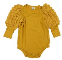 Okrové žebrované body s balonovými rukávy PatPat