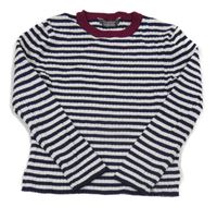 Tmavomodro-biely pruhovaný rebrovaný sveter Primark