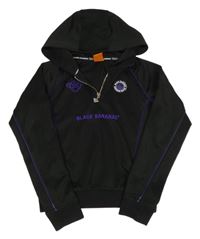 Čierna športová mikina s logom a nášivkou a kapucňou BLACK BANANAS