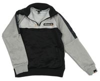 Černo-bílo-šedá/melírovaná thermo mikina s logem ellesse