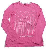 Ružové tričko s pruhmi a hviezdičkami s nápismi S. Oliver