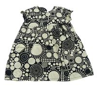 Čierno-krémové bodkované plátenné šaty