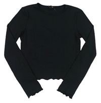 Černé žebrované crop triko New Look